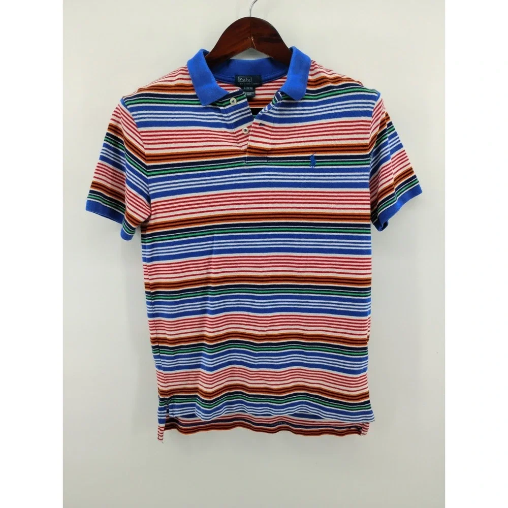 Polo Ralph Lauren Shirt Boy Large 14 16 Colorful Stripe Pony Logo